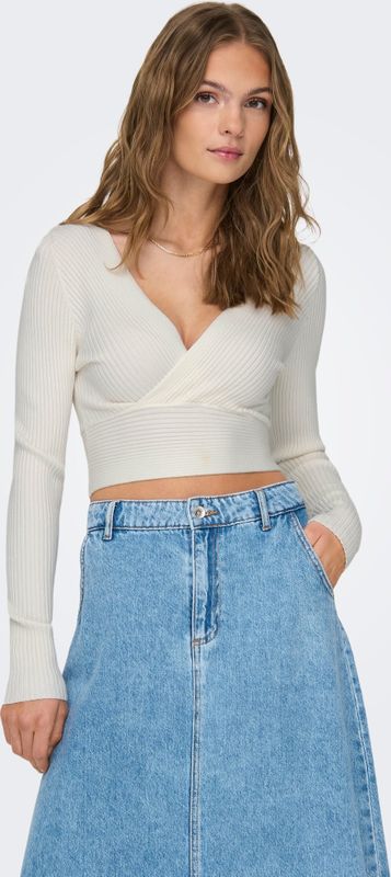 Onlhonor - Gebreide Top - V-Hals - Lange Mouwen - Cropped Fit