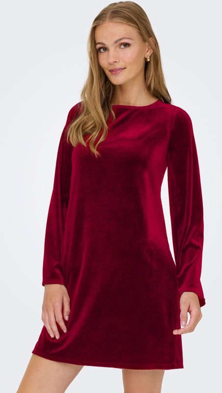 JDY - Korte Jurk - Velours - Zwart - Lange Mouwen - O-hals