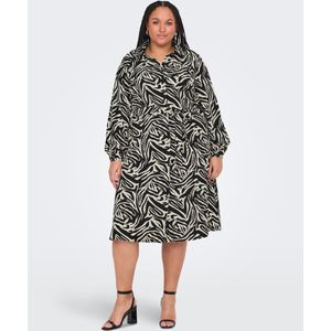 ONLY CARMAKOMA - Midi-jurk - Regular Fit - Korte Mouwen - Overhemdkraag