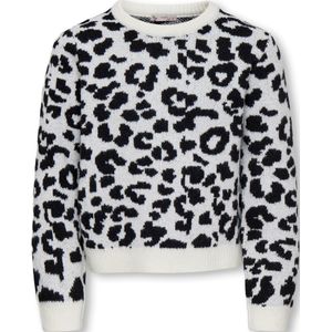 Kids Only Blouse - Wol - Gebreid - KogDora - Birch/Black Leo - Kids Only - 9-10 jaar (134-140) - Shirts