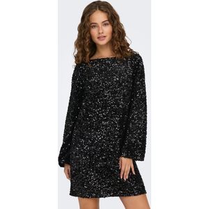 Jurk - Korte Jurk - Zwart - Pailletten Detail - Regular Fit