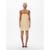 ONLY - Jurk - Sand/Wit - Katoen - Gestreept - Mouwloos - Losse Pasvorm