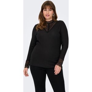 ONLY CARMAKOMA - Partytop - Glitterdetail - Kanten detail - Lange Mouwen - Hoge Hals