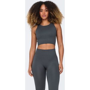 Athleisure - Crop Top - Zwart - Ribstof - Mouwloos - Naadloos