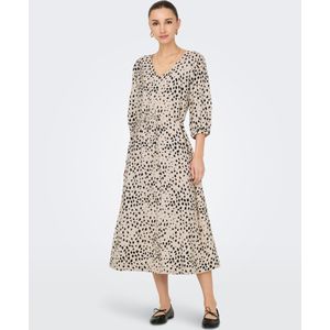 JDY - Midi-jurk - V-Hals - 3/4 Mouwen - Regular Fit - Riem in de Taille