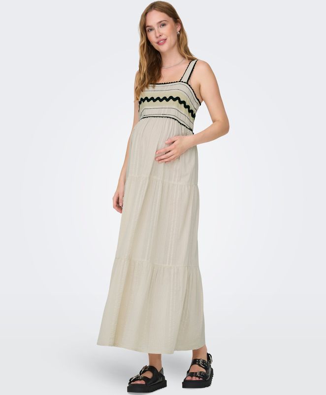 ONLY MATERNITY - Lange Jurk - Mouwloos - Vierkante Hals - Regular Fit