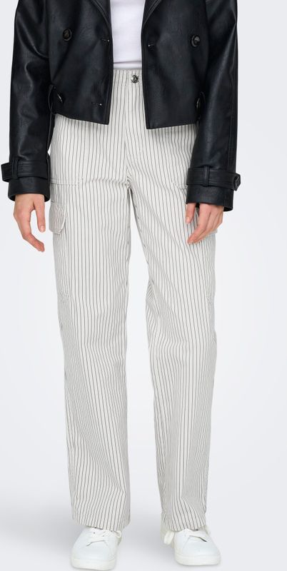 ONLY - Onlmalfy-inez Hw Stripe Cargo Pnt - Cloud Dancer - Pantalon Cargo - 100% Katoen