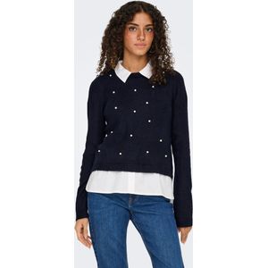 ONLY - ONLDOLLY - Gebreide Trui - Nachtblauw / Wit