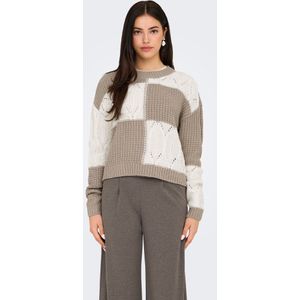 Jdy jdyjusty l/s mix struc pullover knt trui bruin