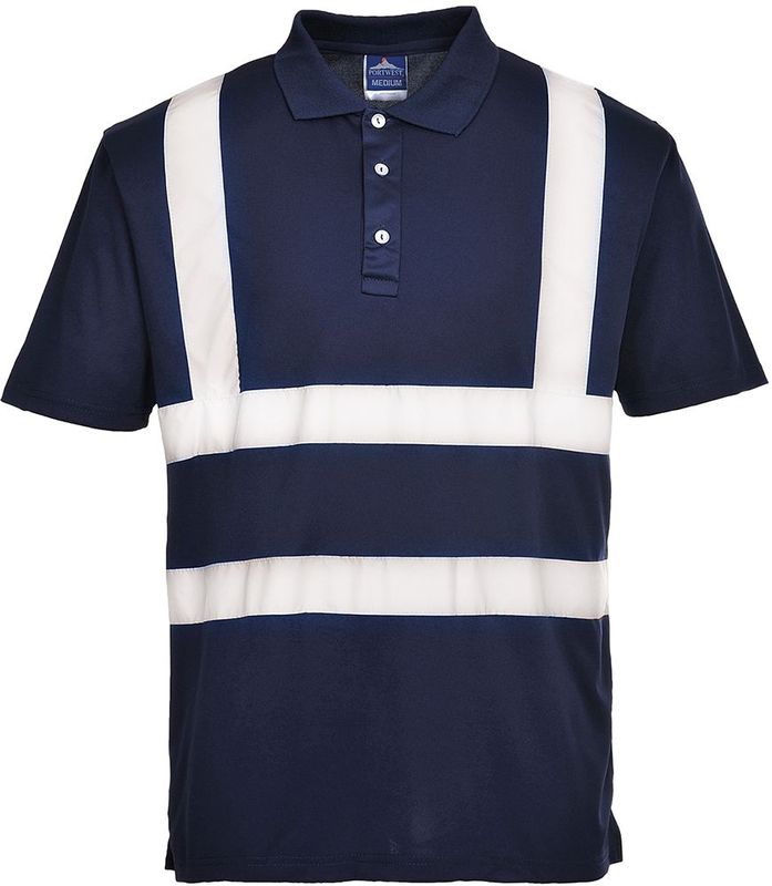 Portwest - Iona - Poloshirt - Navy - Hoge Zichtbaarheid, Reflecterende Strepen