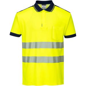 Portwest PW3 Hi-Vis Poloshirt - Geel/Marine - Korte Mouw