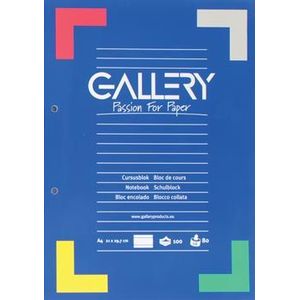 Gallery cursusblok, ft A4, 80 g/mA2, 2-gaatsperforatie, gelijnd, 100 vel