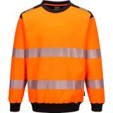 Portwest PW379 - PW3 Hi-Vis Sweatshirt met ronde hals Oranje/zwart Maat : L