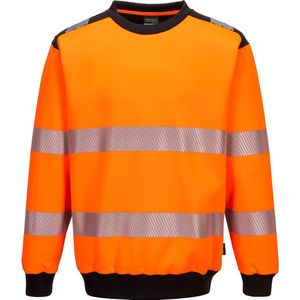 Portwest PW379 - PW3 Hi-Vis Sweatshirt met ronde hals Oranje/zwart Maat : L