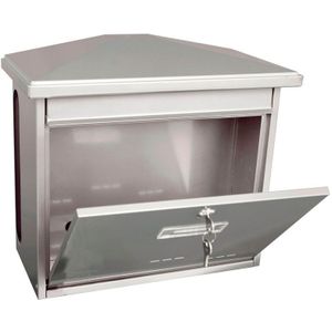 V-part Wandbrievenbus Zamoran 20,5 X 34,5 Cm Staal Zilver