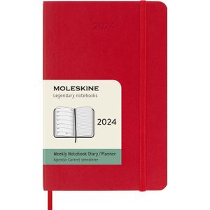 Agenda 2024 Moleskine 12M Planner Weekly 7dag/1pagina pocket 90x140mm soft cover scarlet red