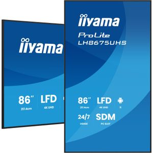 iiyama - ProLite LH8675UHS-B2AG - Public Display - 24/7 Gebruik - On-Board Android 11 OS