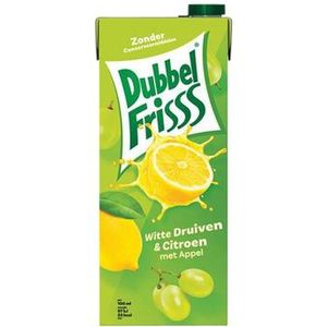 Fruitdrank DubbelFrisss witte druif citroen pak 1500ml