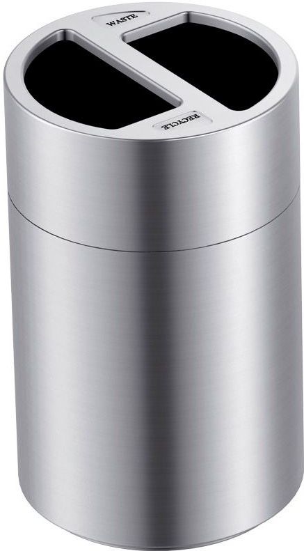 V-part - Afvalbak Open Top - 60 + 60 Liter - Aluminium - Voor Kantoor