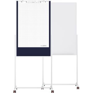 Universeel 3-in-1-Bord magnetoplan, whiteboard  prikbord in blauw vilt, 750 x 1200mm