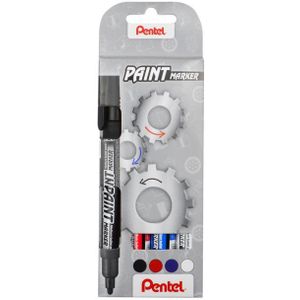 Pentel Paintmarker Set Standaard MMP20-4 Zw-Rd-Bl-Wit