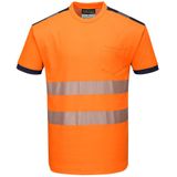 Portwest - PW3 Hi-Vis T181 - T-shirt - Oranje - Marineblauw