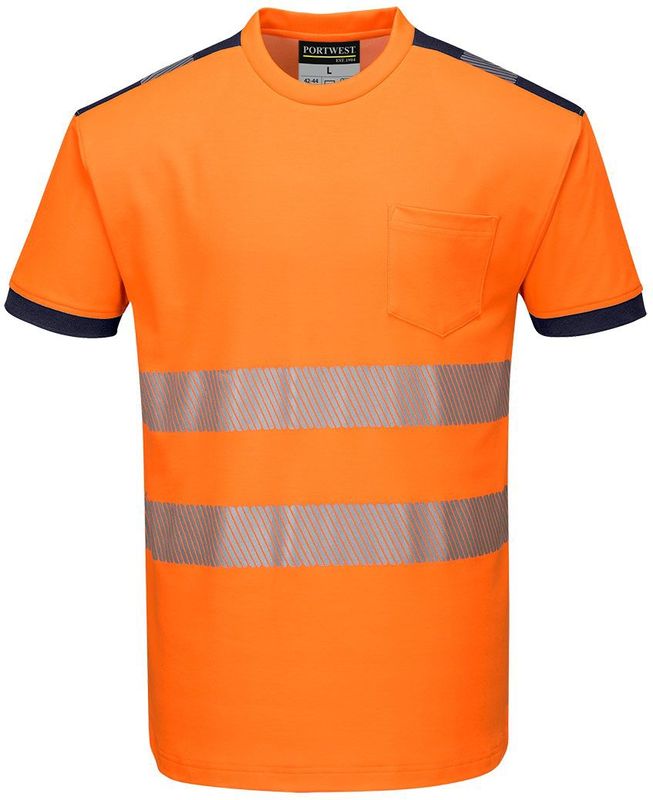 Portwest - PW3 Hi-Vis T181 - T-shirt - Oranje - Marineblauw