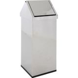 DutchDesign - RVS-afvalemmer - Roestvrij Staal - Zilver - Met Tuimeldeksel