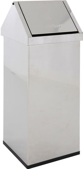 DutchDesign - RVS-afvalemmer - Roestvrij Staal - Zilver - Met Tuimeldeksel