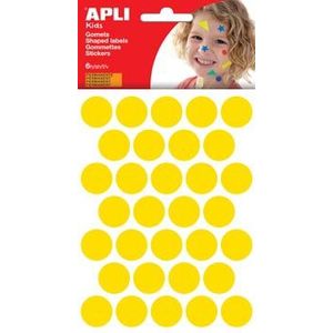 Apli Kids stickers, cirkel diameter 20 mm, blister met 180 stuks, geel