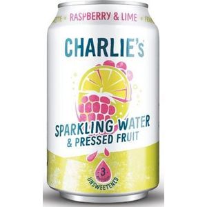Charlie's vruchtenlimonade Raspberry & Lime, blikje van 330 ml , pak van 12 stuks