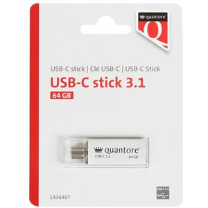 100x USB-stick Quantore USB-C 64GB 3.1 zilver
