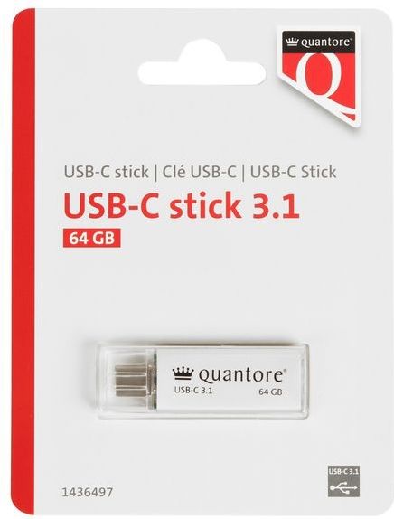 100x USB-stick Quantore USB-C 64GB 3.1 zilver