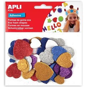 Apli Kids zelfklevende glitter harten, blister met 50 stuks