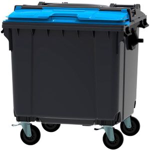 Container 1100 ltr split deksel grijs en blauws-sPapiercontainer