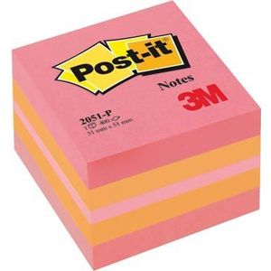 Post-it Notes mini kubus, 400 vel, ft 51 x 51 mm, roze