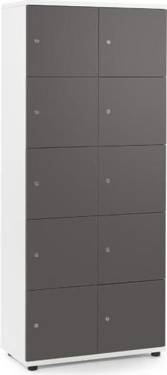Lockers OFFICE-LINE met 10 vakken antraciet zonder postsleuf melamin wit cilinderslot met wisselcilinder
