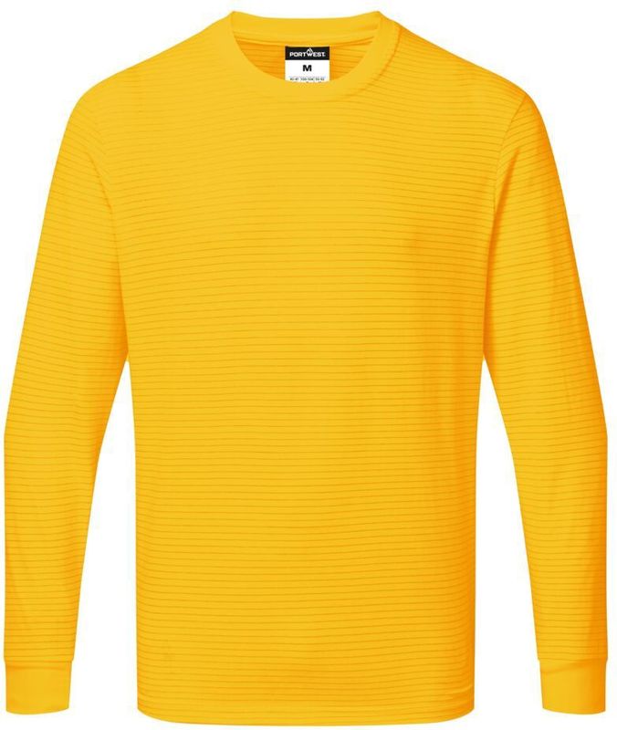 Anti-statisch ESD T-Shirt Lange Mouw maat L, "Deep Yellow"