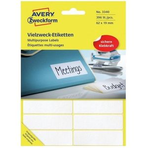 Avery Handbeschrijfbare etiketten 62 x 19 mm, wit, handbeschrijfbaar, permanent klevend 3340