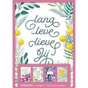 hallmark wenskaarten, lang leve lieve jij, blister van 8 stuks