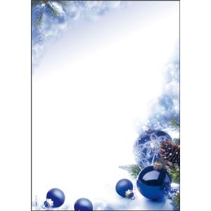 !Kerstpapier Sigel A4 90grs blauwe kersballen 100 vel