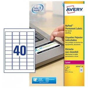 Avery Anti-fraude etiketten 45,7 x 25,4 mm, wit, Laserprinter, permanent klevend L6145-20