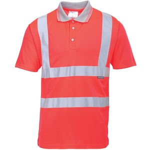 S477 - Hi-Vis Korte Mouw Polo - Geel - 100% Polyester - Ademend, Reflecterende Striping, UPF 40+