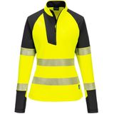 Portwest PW3 Hi-Vis Sweatshirt met 1/4 rits voor Dames T173 - Geel/Zwart - L