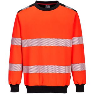 PW3 Hi-Vis Sweatshirt met ronde hals maat 4XL, Red/Black