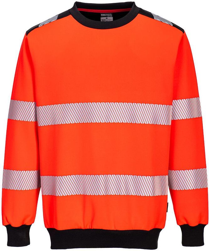 PW3 Hi-Vis Sweatshirt met ronde hals maat 4XL, Red/Black