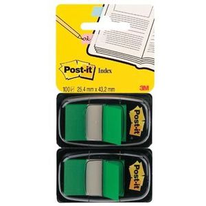 Post-it Index Standaard, ft 25,4 x 43,2 mm, groen, blister van 2 stuks