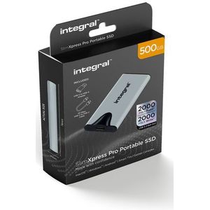 Integral SlimXpress Pro INSSD500GPORT3.2SLIMXS externe solide-state drive Thunderbolt technologie 500 GB USB Type-C USB 3.2 Gen 2x2 Zilver