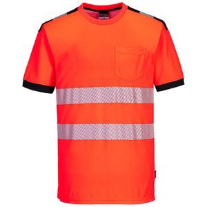 PW3 Hi-Vis Vision T-Shirt Korte Mouw maat Small, RedBlack