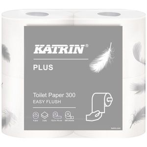 Katrin toiletpapier sneloplossend hoogwit 2laags 300vel per rol, 5x4rollen